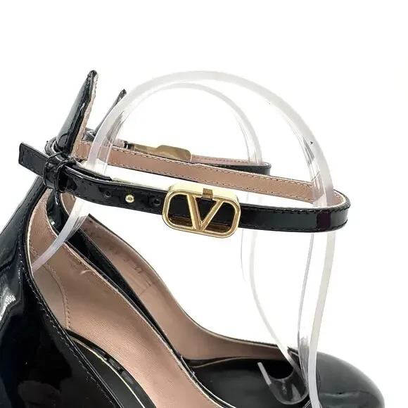NIB Valentino Garavani EU 36.5 US 6.5 Tan-Go Platform Pumps Black Patent Leather - Picture 10 of 15